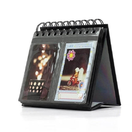 Calendar Style Desktop Standing Folder Album 68 Photos - compact desk photo display with clear pockets and spiral stand