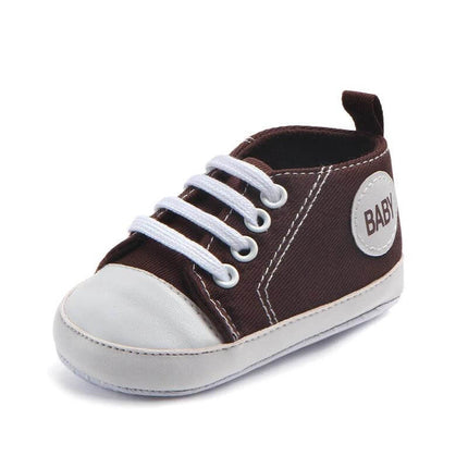Canvas Baby First Walker Soft Sole Sneakers For Toddlers brown canvas soft sole baby shoe for first steps indoor use