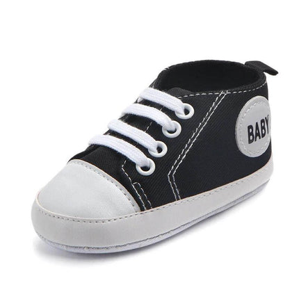 Canvas Baby First Walker Soft Sole Sneakers For Toddlers navy cotton canvas soft sole baby shoe for first steps, breathable anti-slip indoor sneaker