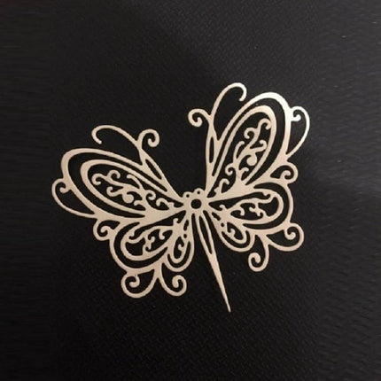 Butterfly Stencil For DIY Greeting Cards Simple Everyday Crafting carbon steel silver butterfly embossing stencil on black background