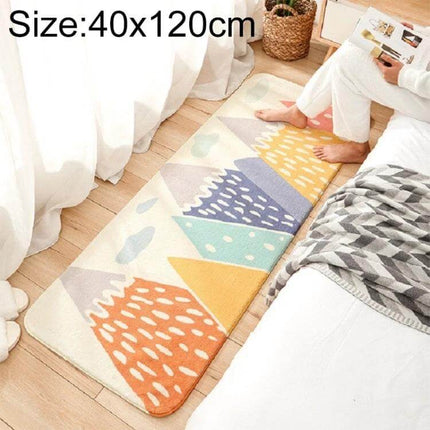Cartoon Home Strip Rug Lamb Cashmere Non Slip For Bedroom 60x180 Cm - colorful lamb cashmere non-slip bedroom runner with geometric cartoon peaks