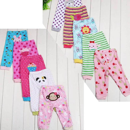 Cartoon Print Leggings 5-Pack Soft Everyday Wear For Babies - colorful baby cotton leggings set with cartoon & animal prints, elastic waistband, diaper-friendly cut