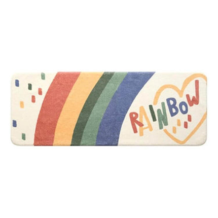 Cartoon Home Strip Rug Lamb Cashmere Non Slip For Bedroom 60x180 Cm rainbow cartoon strip rug with heart and non-slip backing, soft lamb cashmere