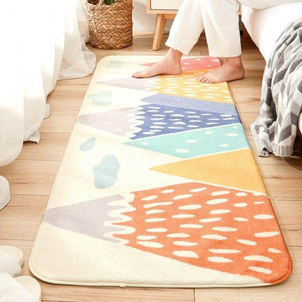 Cartoon Home Strip Rug Lamb Cashmere Non Slip For Bedroom 60x180 Cm soft colorful mountain pattern lamb cashmere non-slip runner