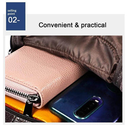 Casual One-Shoulder Crossbody Bag for Men in Full-Grain Cowhide showing phone and wallet inside for convenient hands-free daily use