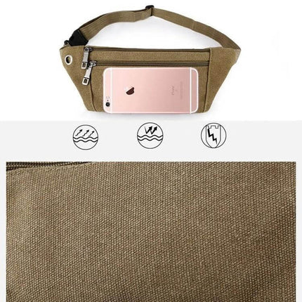 Cavans Multiuse Shoulder Bag For Everyday Travel And Essentials compact khaki canvas waist bag holding phone and essentials