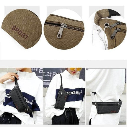 Cavans Multiuse Shoulder Bag For Everyday Travel And Essentials compact crossbody showing zipper, strap, and pockets in casual outfit