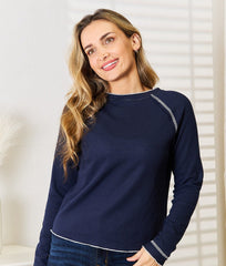 Basic Bae Long Raglan Sleeve Round Neck Top