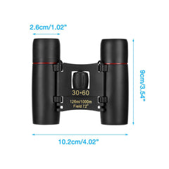 Compact 30x60 Zoom Binoculars for Travel and Outdoor Activities - Lightweight Folding Telescope for Bird Watching, Concerts, and More