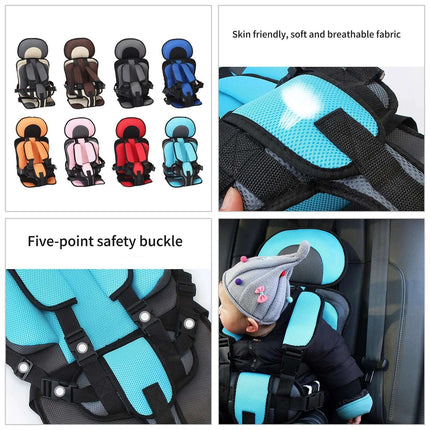 Portable Infant Safety Seat for Babies and Toddlers in Cars - detachable seat back, five-point safety buckle, breathable fabric, compact travel car seat