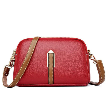 Simple Shoulder Messenger Bag With Textured PU