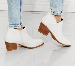 MMShoes Trust Yourself Embroidered Crossover Cowboy Bootie in White