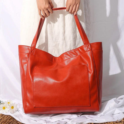 Large Embossed PU Tote Bag For Women Shoulder Bag In Black