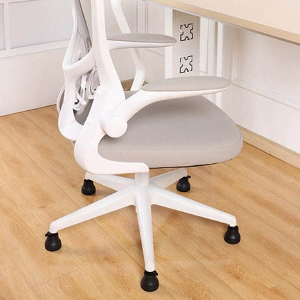 Chair Roller Cushion Non Slip for Office Chairs With Smooth Movement installed on white office chair protecting wood floor and reducing noise