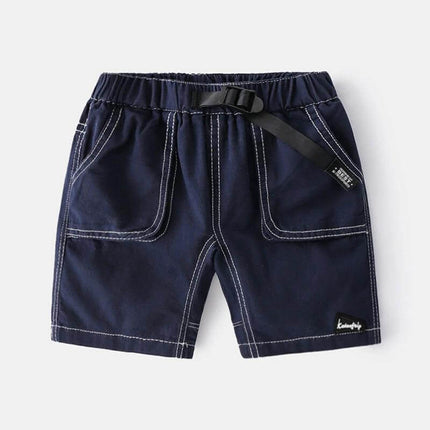 Children's Breathable Cotton Summer Shorts for Playtime navy cotton kids shorts with elastic waist and front pockets