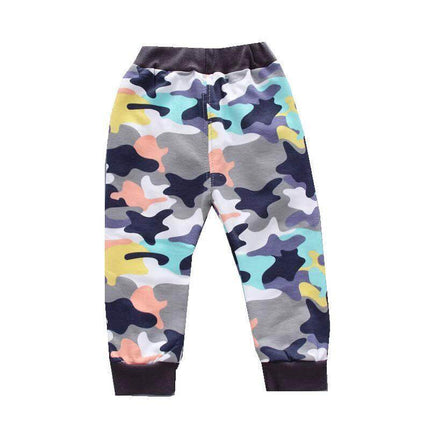 Children's Casual Cotton Sports Pants For Everyday Wear - kids camo cotton joggers with elastic waistband and rubber-band belt for active play