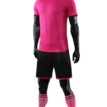 Children's Soccer Kit With Shorts And Jersey, Sizes 130-150 - pink breathable training and match set with shorts on mannequin