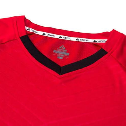 Children's Soccer Kit With Shorts And Jersey, Sizes 130-150 - red breathable youth soccer jersey close-up neckline