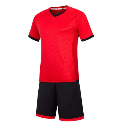Children's Soccer Kit With Shorts And Jersey, Sizes 130-150 - red breathable training jersey and black shorts for youth practice