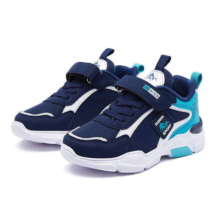 Children's Velcro Leather Sneakers Boys Casual Play Shoes navy blue leather Velcro boys sneakers with EVA sole for school and playground