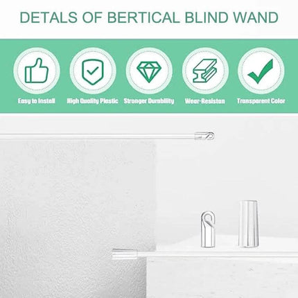 Acrylic Transparent Blinds Pull Rod With Hook Handle 12/17/24 Inches - clear acrylic blind wand, easy install, durable hook handle, transparent color