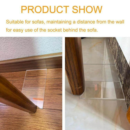 Sofa Mattress Baffle Wall Protector In Clear Acrylic placed behind sofa leg to prevent wall heat transfer and scuffs