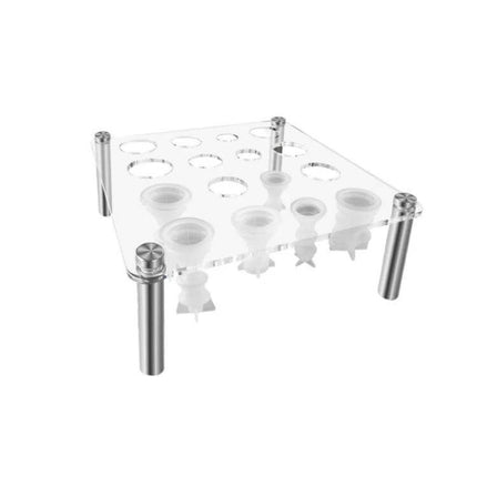 Acrylic Square Chess Mold Stand for DIY Chess Pieces — clear 17x17cm acrylic stand with 8cm legs for casting epoxy or UV resin chess bases