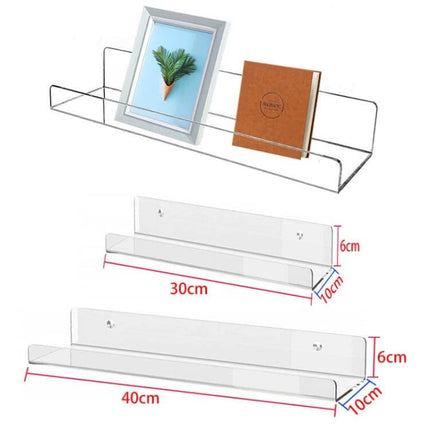 Acrylic Wall Shelf 30x10x6 Cm For Kitchen And Office clear 30x10x6 cm wall-mounted acrylic shelf for spices toiletries decor with secure drilled mounting