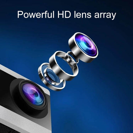 Compact 2.0 Inch IPS Screen Action Camera For Outdoor Use showing exploded view of powerful HD lens array and wide-angle optics