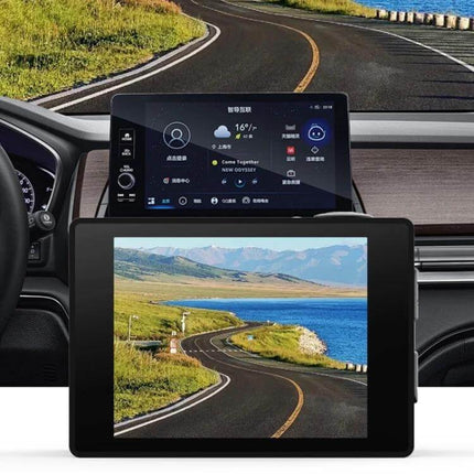 Compact 2.0 Inch IPS Screen Action Camera For Outdoor Use mounted on dashboard showing winding coastal road and 1080P 170° wide-angle view