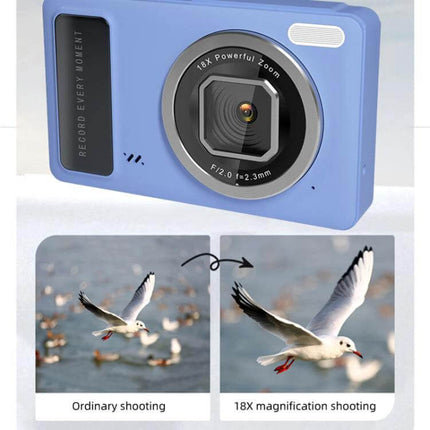 Compact Digital Camera With 2.4 Inch Screen For Everyday Photos - blue compact camera with 18X zoom, LED fill light and 2.4-inch HD display