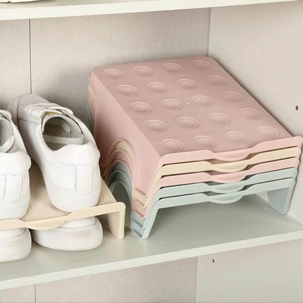 Household Storage Shoes Rack With Double Tray Organizer For Entryway compact pastel double-level shoe organizer for small entryway