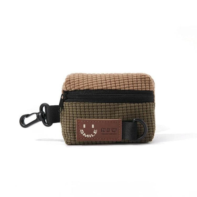Corduroy Hanging Bag for Earphones Everyday Cycling Accessory compact corduroy organizer with keychain clip for cables and small items
