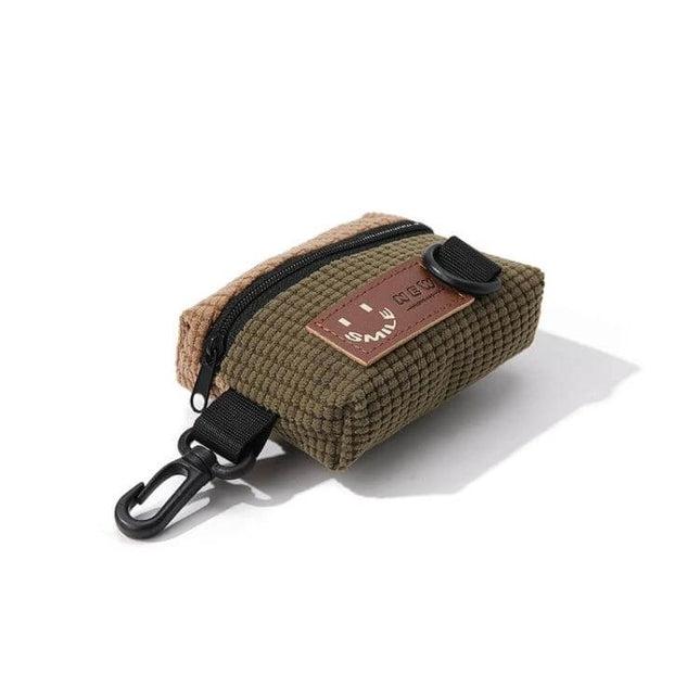 Corduroy Hanging Bag for Earphones Everyday Cycling Accessory compact olive corduroy pouch with zipper and keychain clip for cycling and commuting
