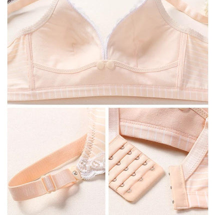 Cotton Front Clasp Nursing Bra For Comfortable Breastfeeding beige front-close nursing bra with soft cotton lining and adjustable straps