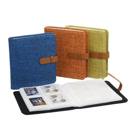 Cotton Linen Photo Album For 3 Inch Photos And Mini Cards - blue orange green cotton linen cover with clear pockets for mini photos