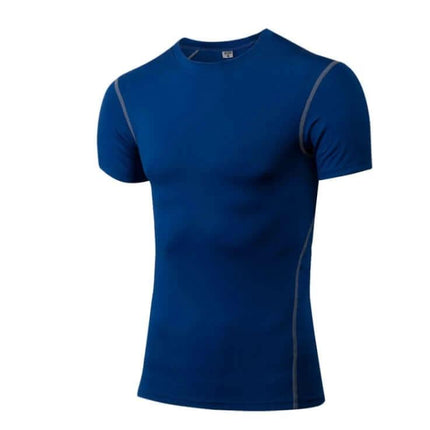 Cotton Quick Dry Sport Shirt For Everyday Training And Casual Wear - navy performance tee w/ contrast seams for gym, runs, and layered casual use