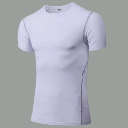 Cotton Quick Dry Sport Shirt For Everyday Training And Casual Wear — white short-sleeve fitted training tee, breathable cotton-blend fabric