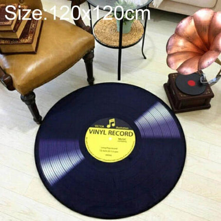 Creative Retro 3D CD Floor Mat Round Rug 60cm for Home Decor - round vinyl record style rug beside chair and gramophone