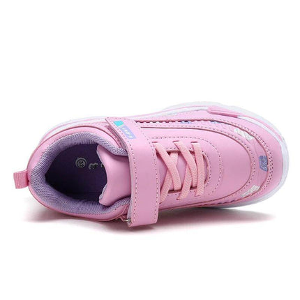 Cross-Border Pink Kids Soft Sole Sneakers For Everyday Play - pink unisex artificial leather kids sneaker with rubber sole for school and playground