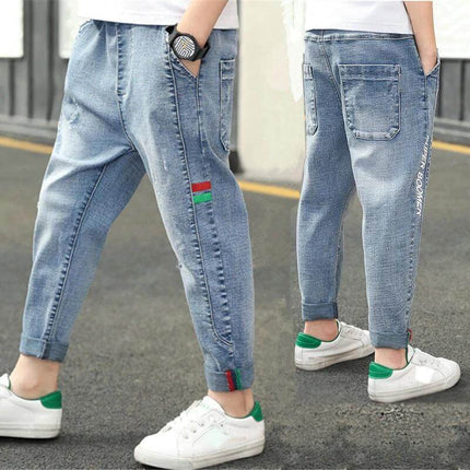 CUHK Kids' Fashion Straight Casual Pants Dark Blue lightweight cotton straight-leg kids trousers for school and play