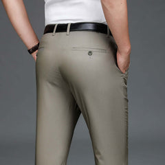 Man wearing Bamboo Fiber Lightweight Casual Business Trousers rear view