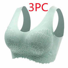 Elegance Seamless Sports Bra for Women with Natural Thai Latex Green 3PC