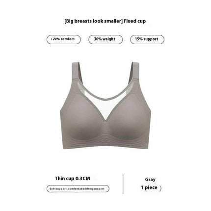 Comfortable Seamless Push-Up Bra with Nylon Fabric for Women gray seamless push-up bra with fixed double-shoulder straps for everyday comfort