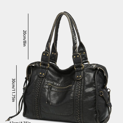 Soft Black Motorcycle Shoulder Bag With Large Capacity