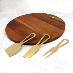 Elegant 4-Piece Cheese Knife Set with Acacia Wood Serving Board