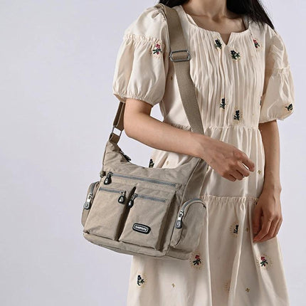 Medium Nylon Waterproof Crossbody Shoulder Bag With Multiple Pockets