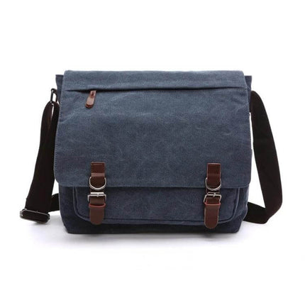 Versatile Canvas Shoulder Messenger Bag For Daily Commute Dark Blue - durable canvas messenger with multiple pockets, adjustable shoulder strap