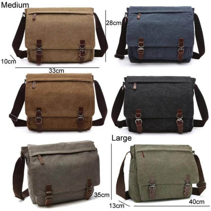 Versatile Canvas Shoulder Messenger Bag For Daily Commute Dark Blue - durable canvas messenger with multiple pockets for documents, chargers, water bottle