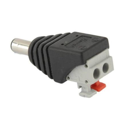 DC Power Male Jack To ScrewDown Connector For LED Controller compact 5.5x2.1mm plug with 2-conductor screw-down terminal for quick secure wiring